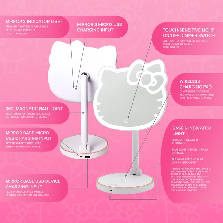 Impressions Hello Kitty LED Rechargeable Makeup Mirror IVMM-HK01-WHT