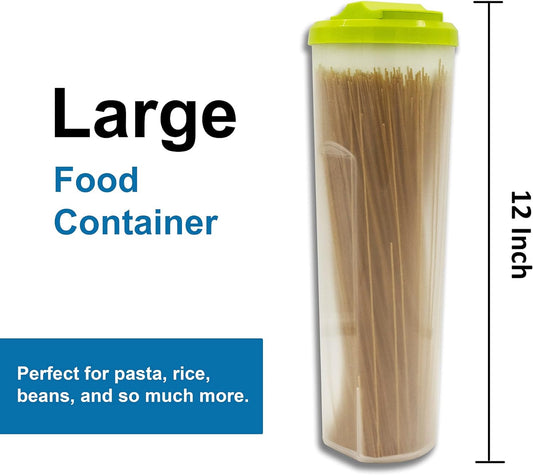 Pasta Container Food Storage Spaghetti,Noodle Cereal Keeper Plastic Tall Jar with Lid (Green)