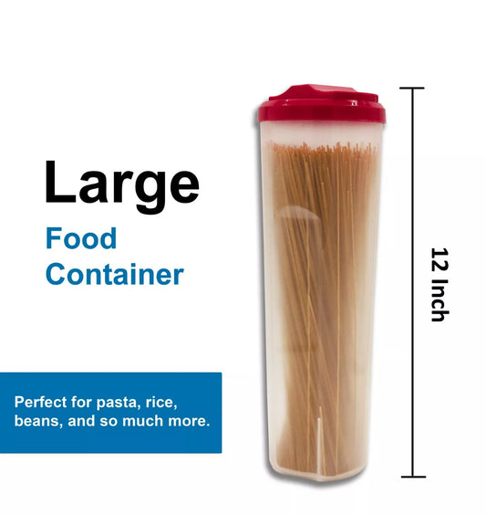 Pasta Container Food Storage Spaghetti,Noodle Cereal Keeper Plastic Tall Jar with Lid (Burgandy)