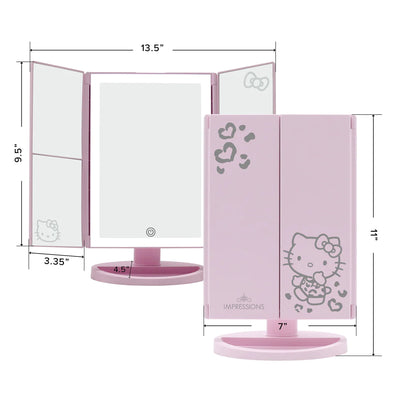 Novelties- Impressions Hello Kitty Trifold LED Tri-Tone Makeup Mirror with Magnification HKTF-ANML-PNK