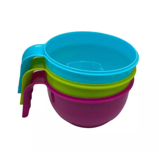 3Pcs Microwaveable Plastic Food Container Bowl Lunch Soup Handle With Lid.